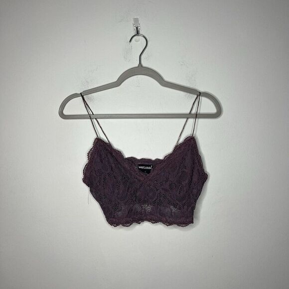 Wet Seal Bralette Crop Top Womens‎ Medium Purple Lace Romantic Boho Festival - Picture 8 of 12